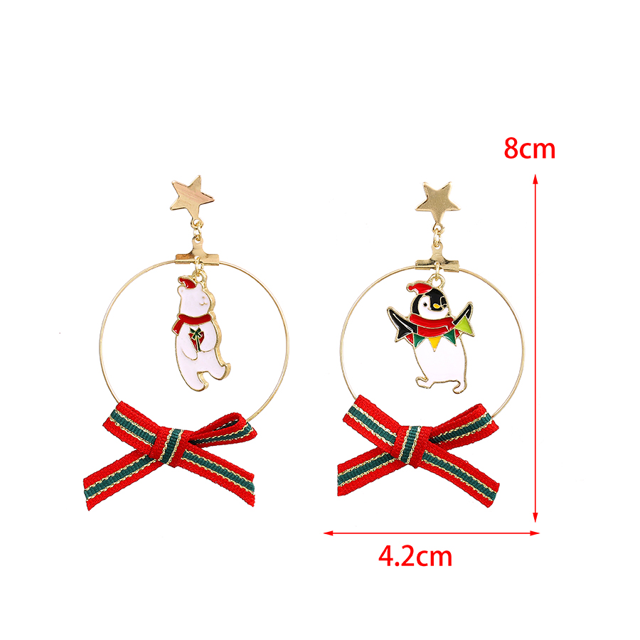 Fashion Boots Cane Ring Resin Christmas Boots Cane Snowflake Penguin Asymmetrical Earrings,Drop Earrings