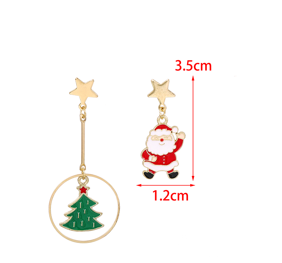 Fashion Mangrove Santa Claus Christmas Tree Bell Asymmetrical Earrings,Drop Earrings