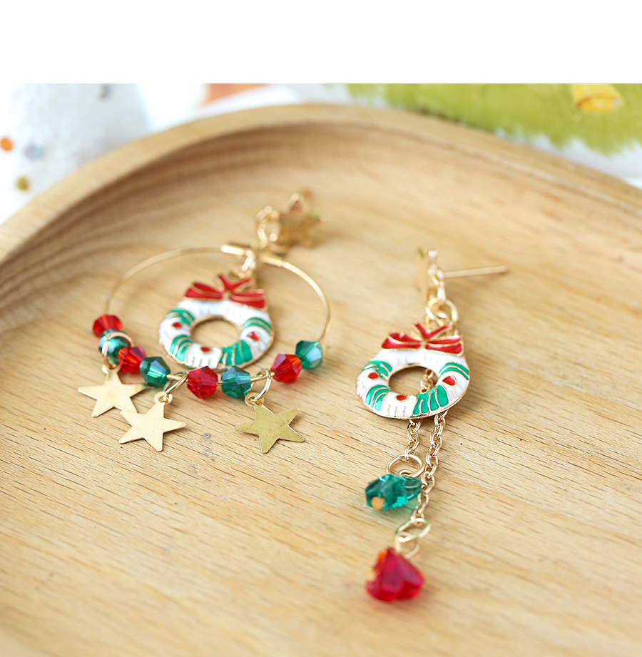 Fashion Snowman Snowman Snowflake Christmas Tree Asymmetrical Earrings,Drop Earrings