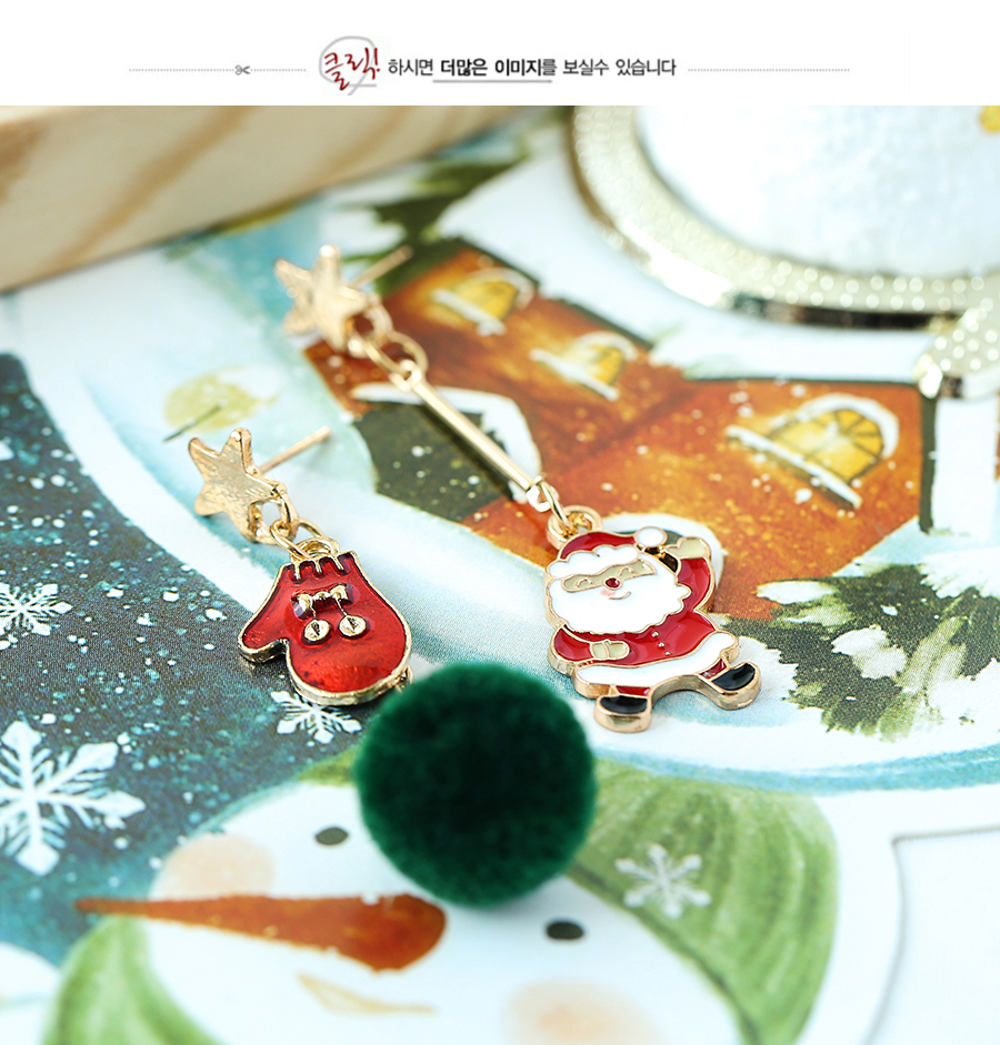 Fashion Christmas Tree Alloy Christmas Tree Little Snowman Christmas Stocking Earrings,Drop Earrings