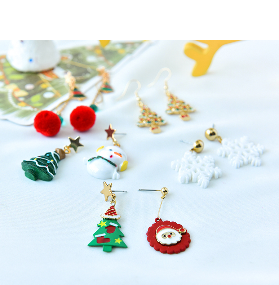 Fashion Penguin Alloy Drip Oil Santa Hair Ball Penguin Elk Earrings,Drop Earrings