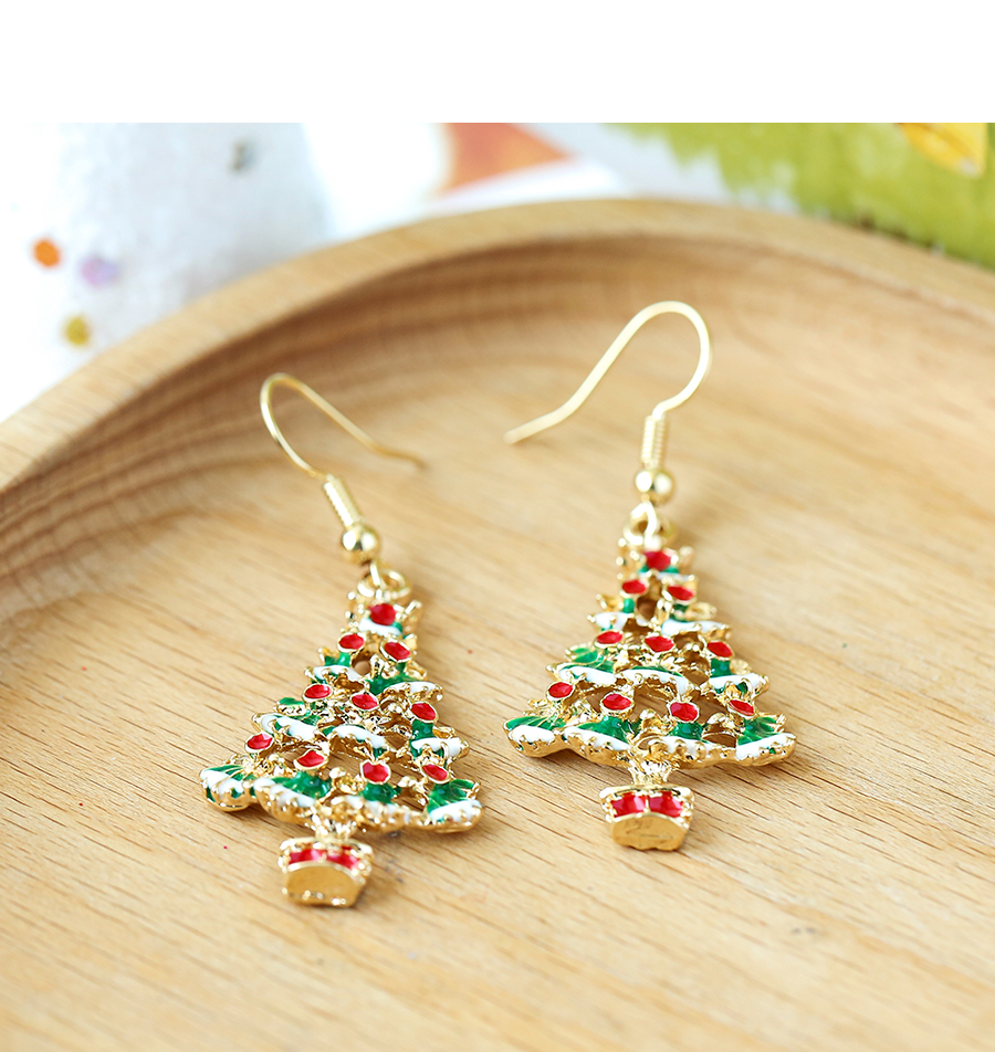 Fashion Hat Alloy Drip Oil Christmas Christmas Hat And Christmas Boot Earrings,Drop Earrings