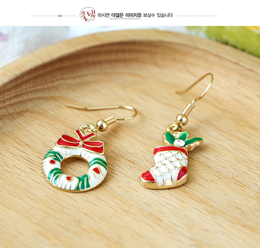 Fashion Candle Snowman Christmas Oil Dripping Candle Snowman Asymmetric Earrings,Drop Earrings