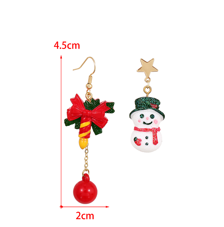 Fashion Glass Ball Snowman Christmas Dripping Glass Ball Snowman Asymmetrical Earrings,Drop Earrings
