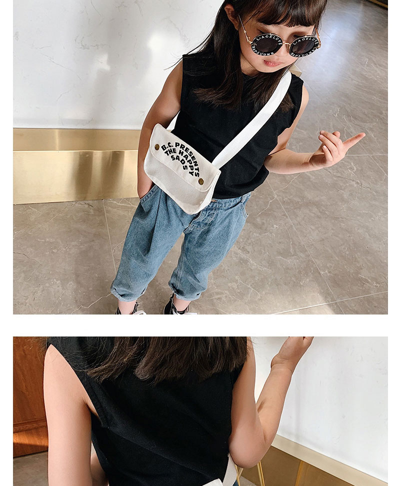 Fashion Black Canvas Letter Flap Belt Bag,Wallet