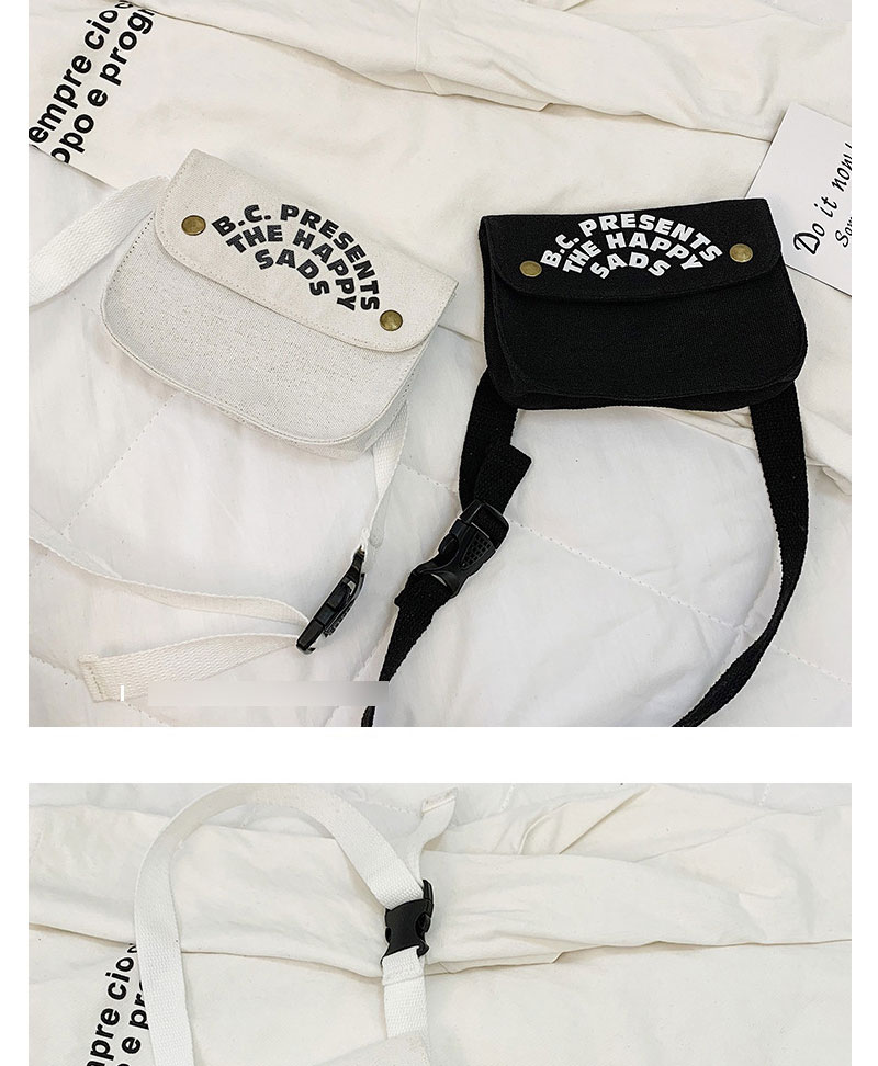 Fashion White Canvas Letter Flap Belt Bag,Wallet