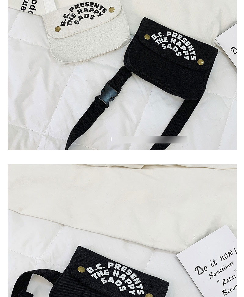 Fashion White Canvas Letter Flap Belt Bag,Wallet