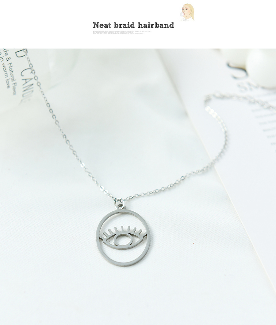Fashion Silver Titanium Steel Oval Eye Necklace,Necklaces