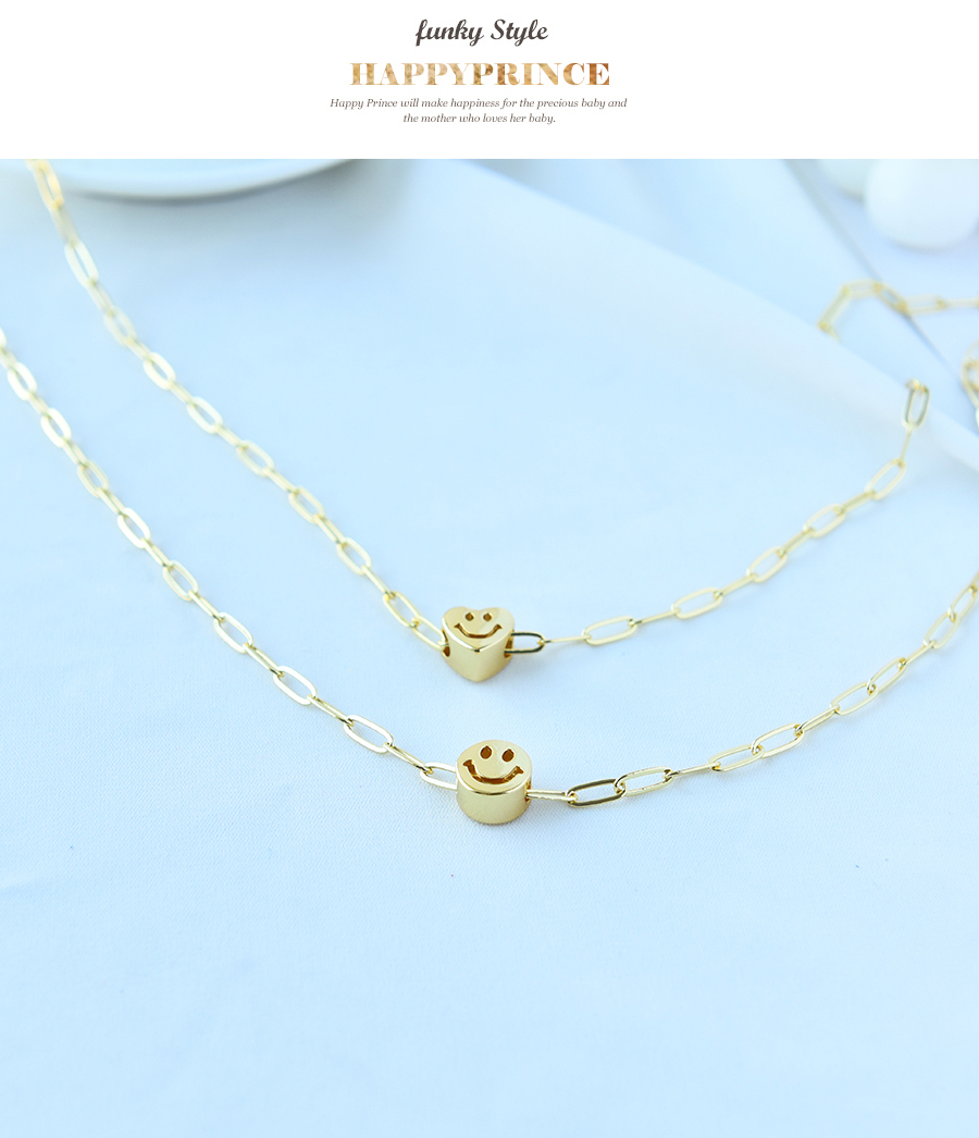 Fashion Gold Titanium Steel Round Smiley Face Necklace,Necklaces