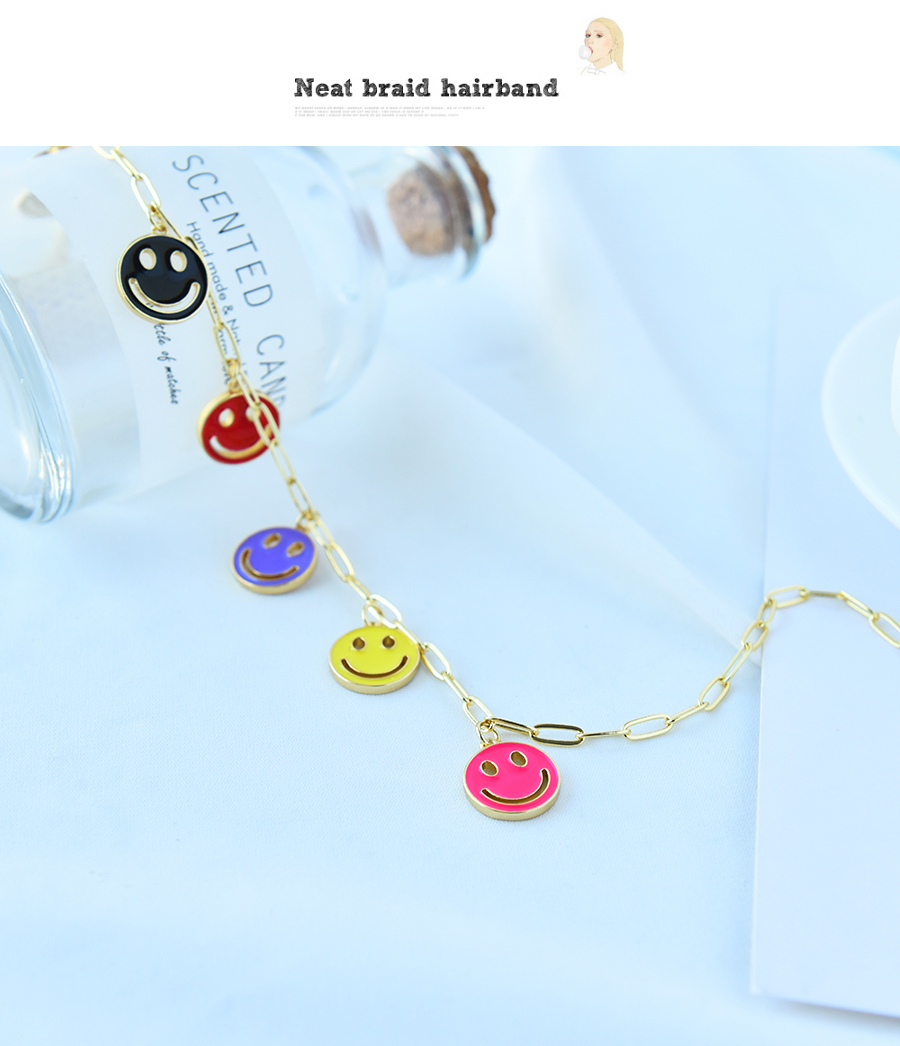 Fashion Gold Titanium Steel Smiley Face Dripping Oil Necklace,Necklaces