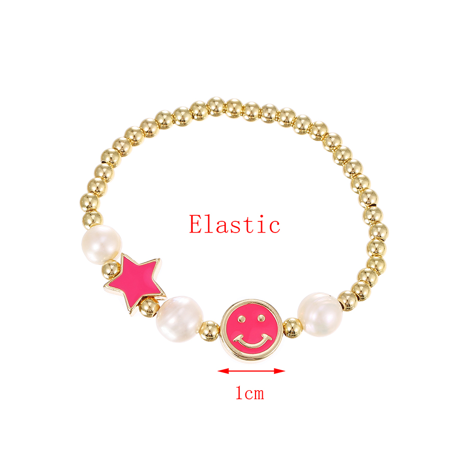 Fashion Yellow Copper Beaded Smiley Face Five-pointed Star Pearl Bracelet,Bracelets