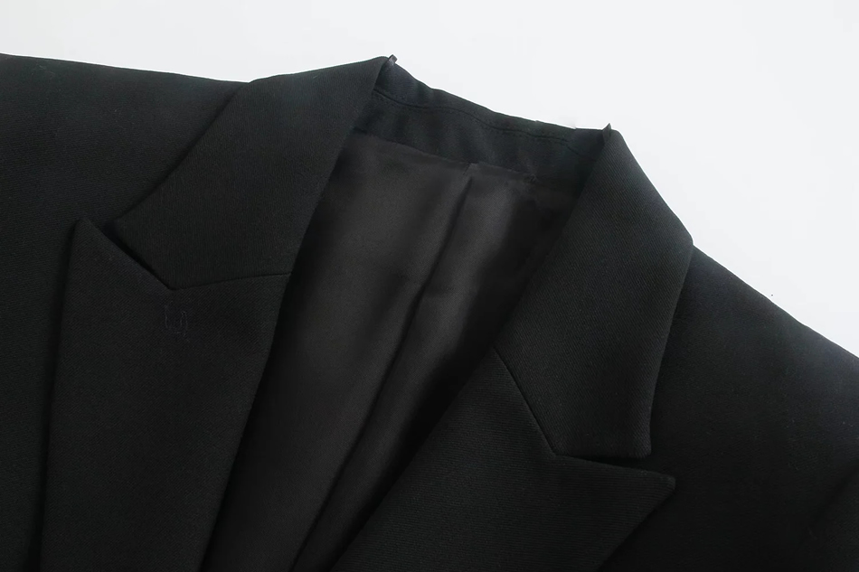 Fashion Black Slim-fit Blazer With Shoulder Pads,Coat-Jacket
