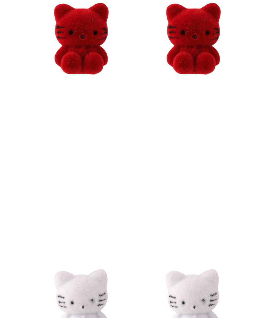 Fashion Red Flocking Cartoon Cat Earrings,Stud Earrings
