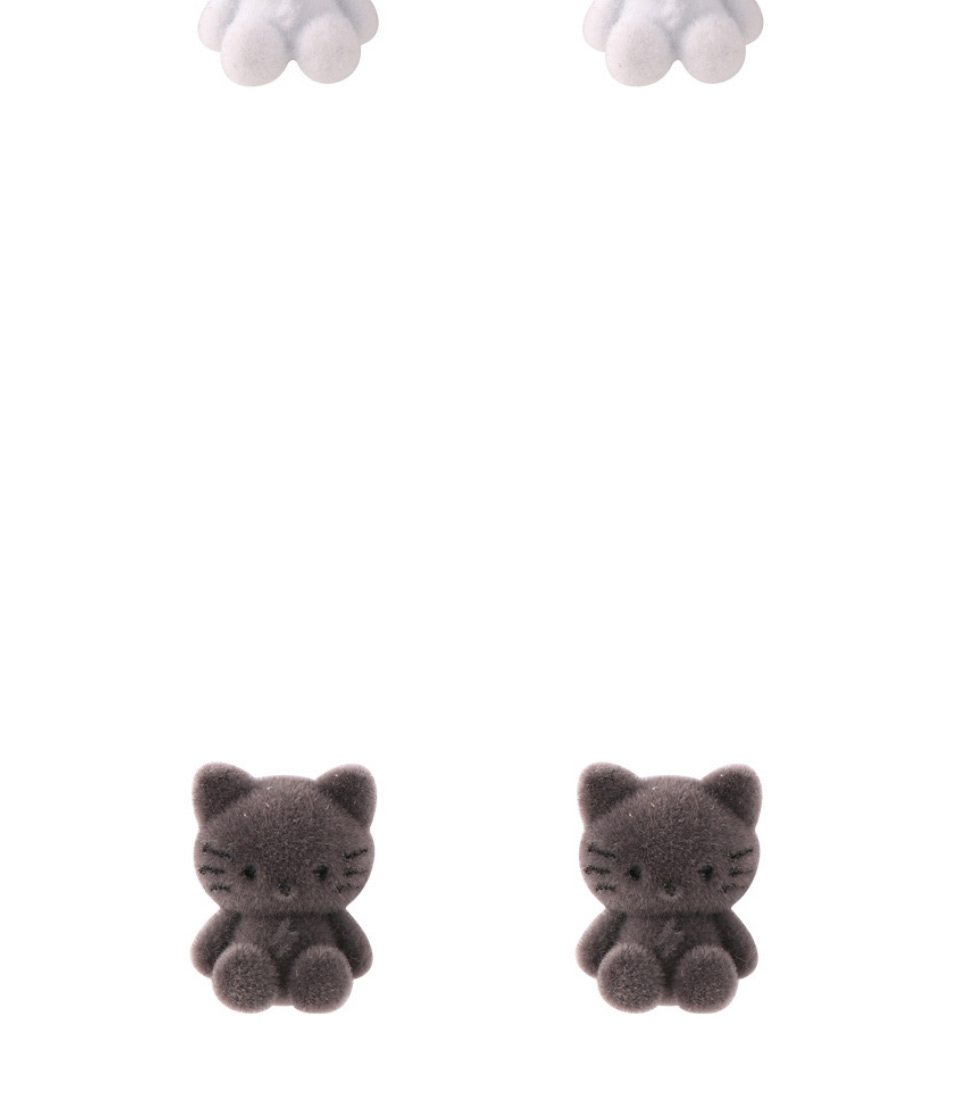 Fashion White Flocking Cartoon Cat Earrings,Stud Earrings