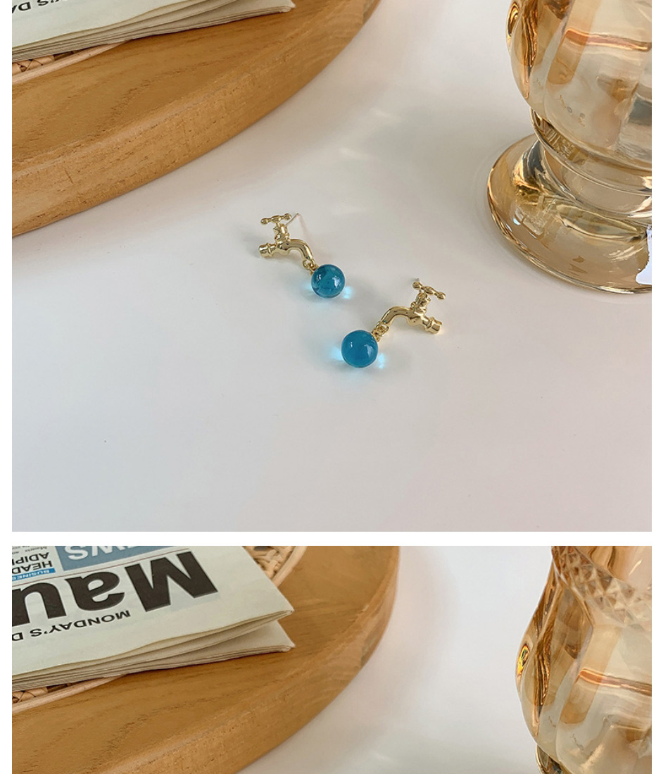 Fashion Silver Alloy Faucet Blue Crystal Ball Earrings,Stud Earrings