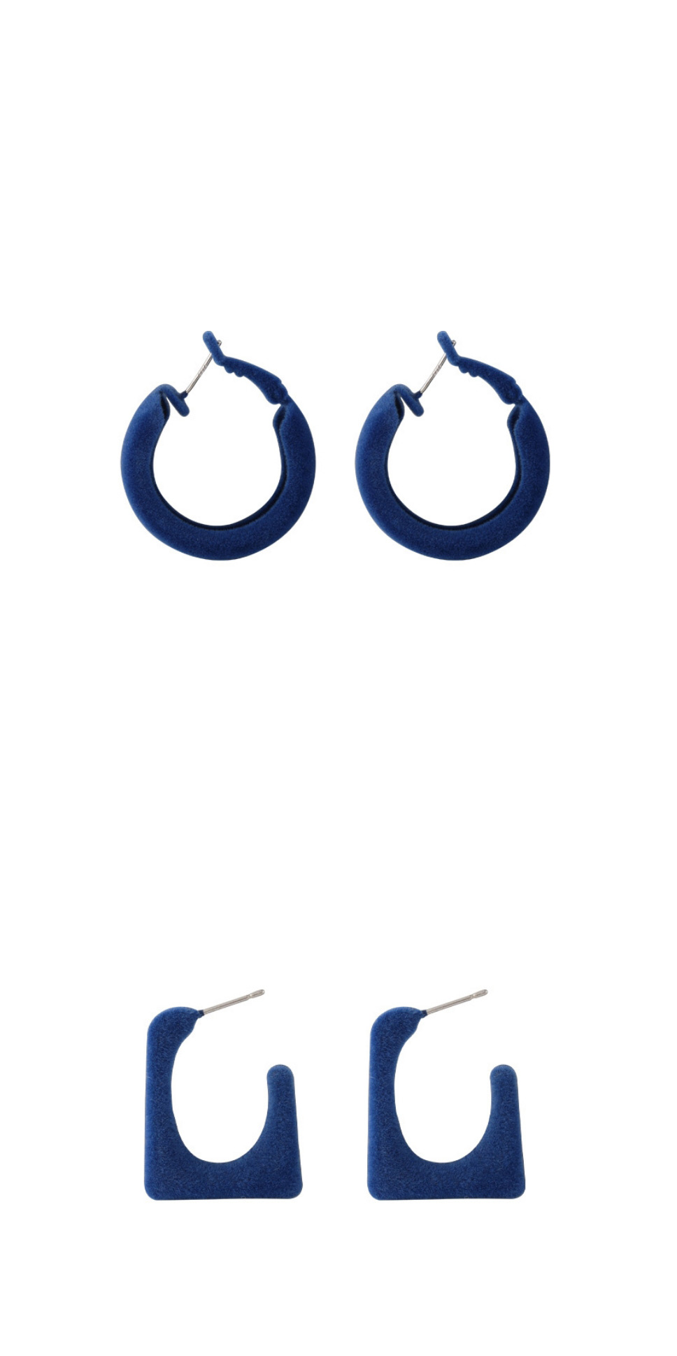 Fashion 8# 18012 Flocking Bow Love Heart C Shaped Geometric Stud Earrings,Stud Earrings