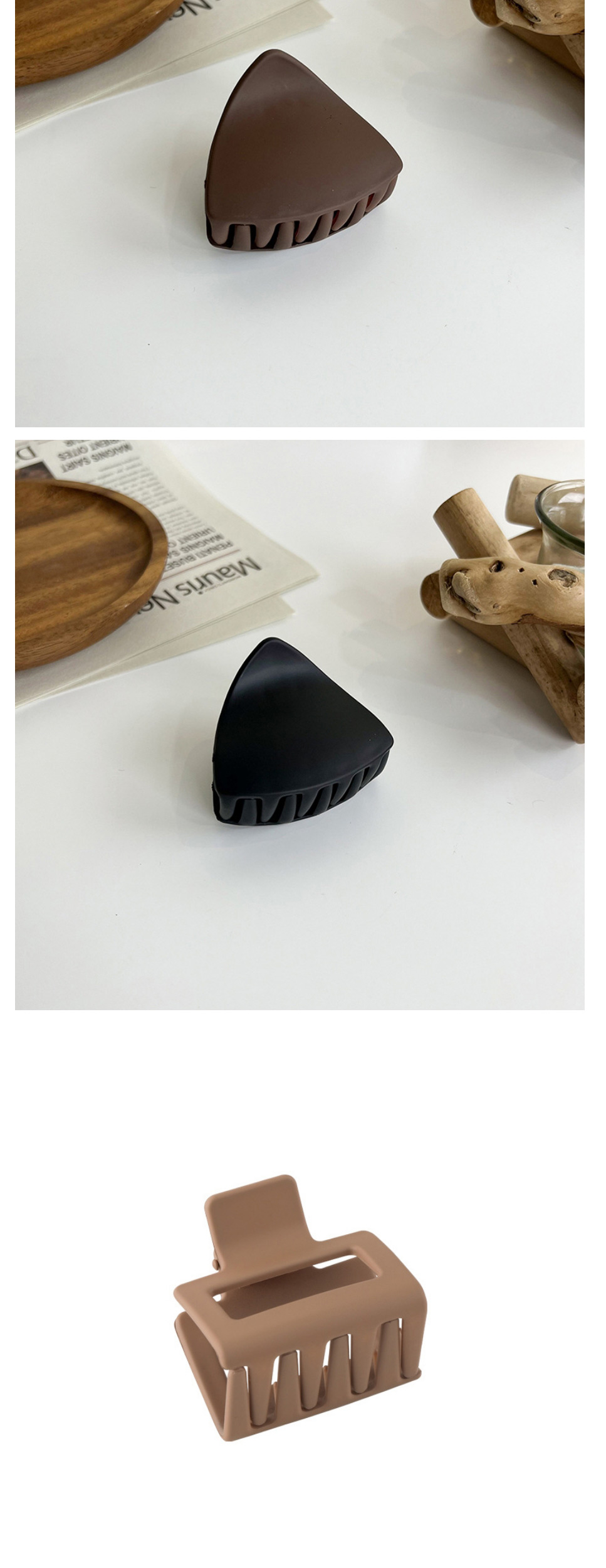 Fashion Black Three-tooth Hairpin Acrylic Geometric Grip,Hair Claws