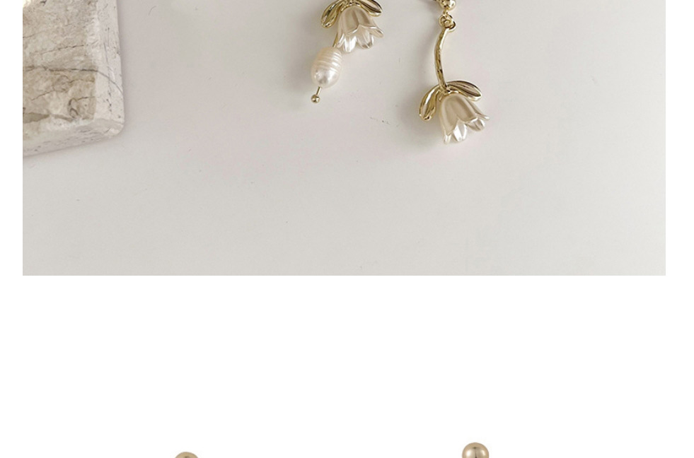 Fashion Gold Alloy Tulip Pearl Earrings,Drop Earrings