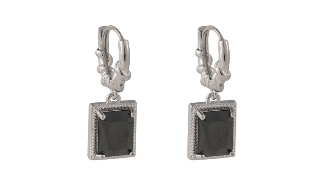 Fashion Silver Copper Inlaid Square Zirconium Ear Ring,Earrings