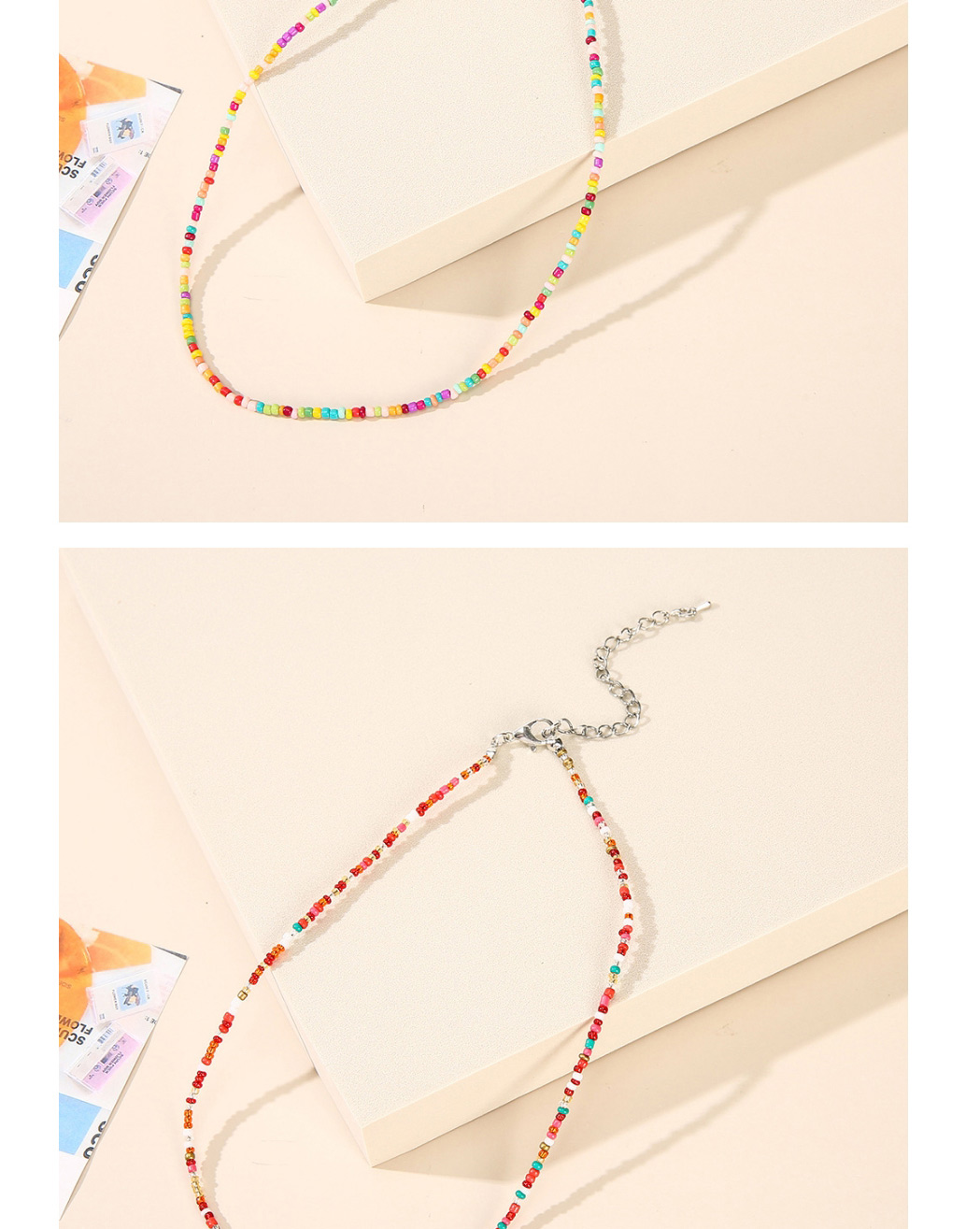 Fashion Mixed Color Colorful Rice Beads Beaded Necklace,Beaded Necklaces