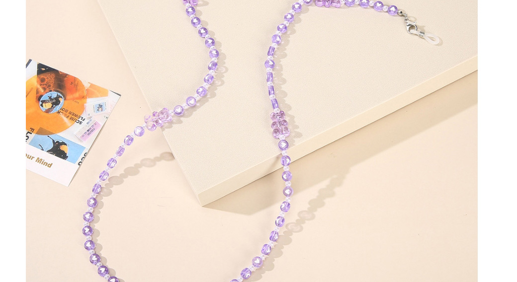 Fashion Lavender Purple Plastic Round Bead Beaded Bear Glasses Chain,Sunglasses Chain