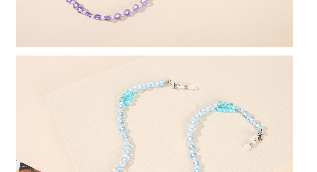 Fashion Lavender Purple Plastic Round Bead Beaded Bear Glasses Chain,Sunglasses Chain