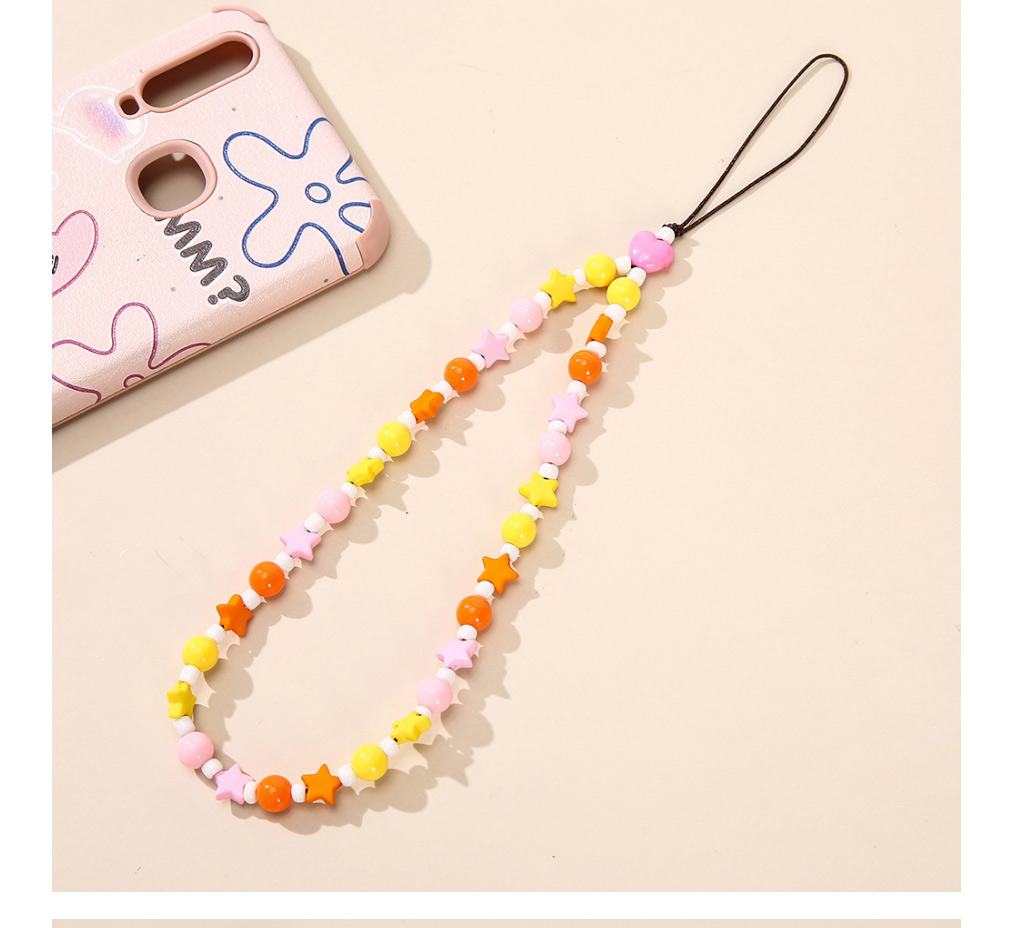 Fashion Color Cartoon Five-pointed Star Beaded Mobile Phone Lanyard,Phone Chain