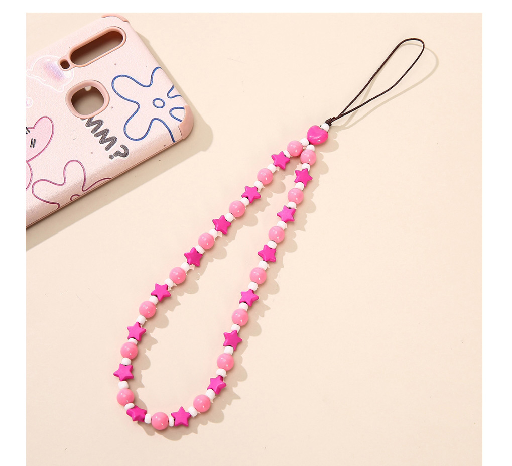 Fashion Color Cartoon Five-pointed Star Beaded Mobile Phone Lanyard,Phone Chain