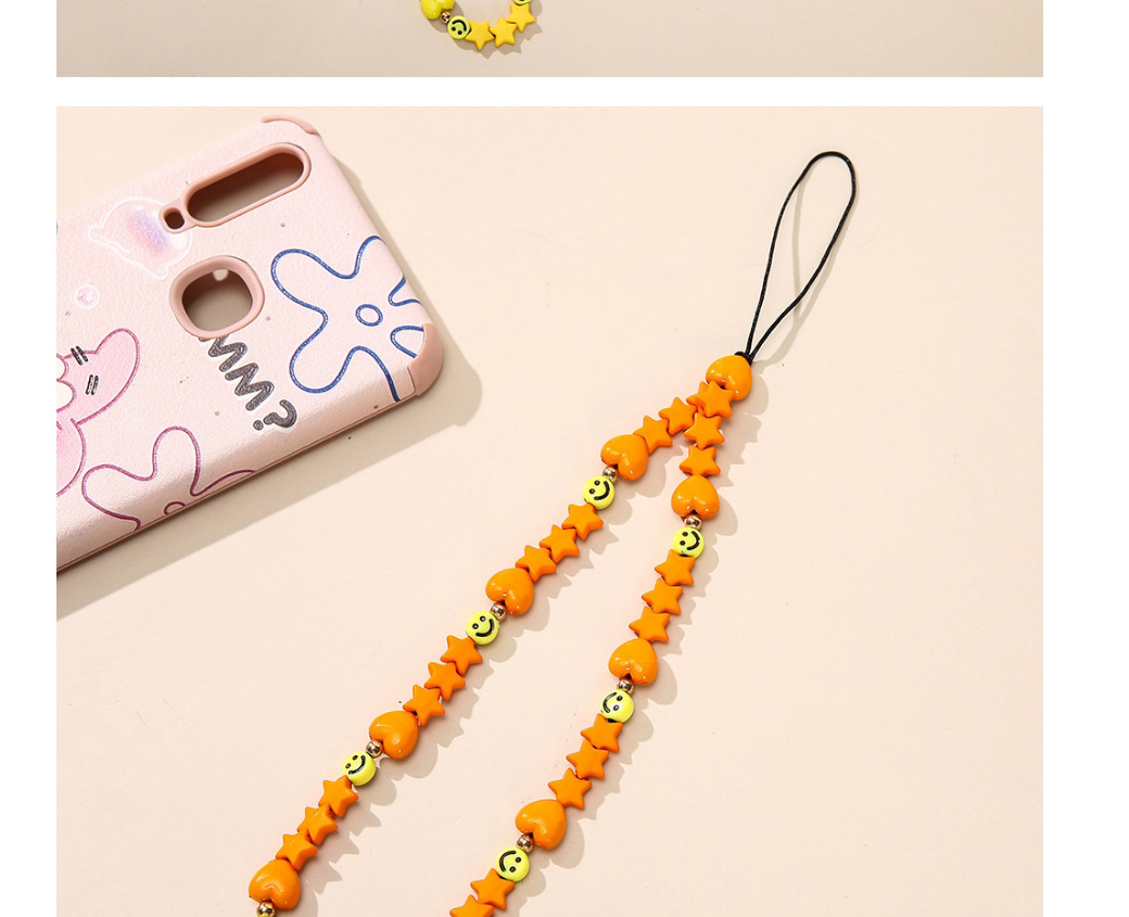 Fashion Color Cartoon Stars Smiley Beaded Mobile Phone Strap,Phone Chain