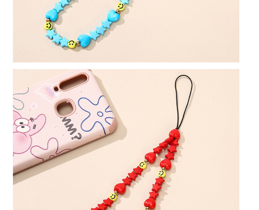 Fashion Color Cartoon Stars Smiley Beaded Mobile Phone Strap,Phone Chain