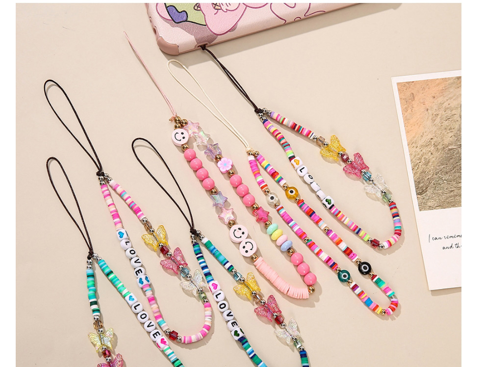 Fashion Butterfly Alphabet Green Letter Butterfly Soft Ceramic Beaded Mobile Phone Strap,Phone Chain