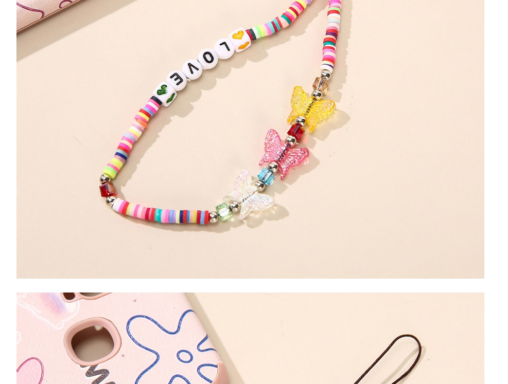 Fashion Evil Eye Letter Butterfly Soft Ceramic Beaded Mobile Phone Strap,Phone Chain