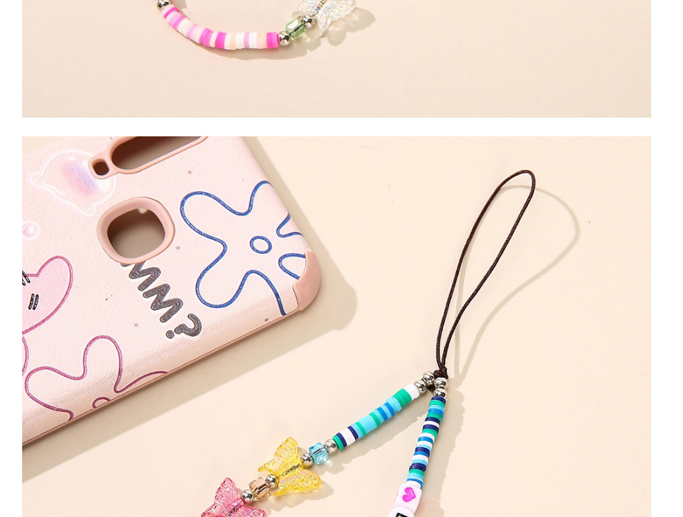Fashion Butterfly Letters Rose Red Letter Butterfly Soft Ceramic Beaded Mobile Phone Strap,Phone Chain