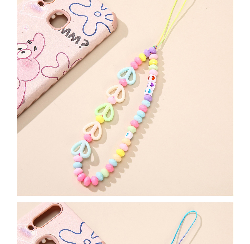 Fashion Bead Peach Heart Love Geometric Beaded Soft Ceramic Mobile Phone Strap,Phone Chain