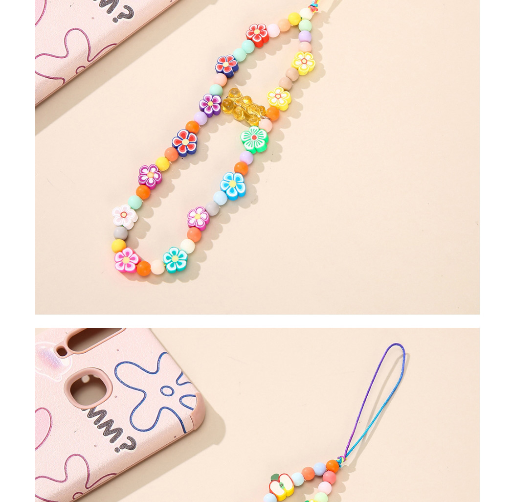 Fashion Five-pointed Star Love Geometric Beaded Soft Ceramic Mobile Phone Strap,Phone Chain