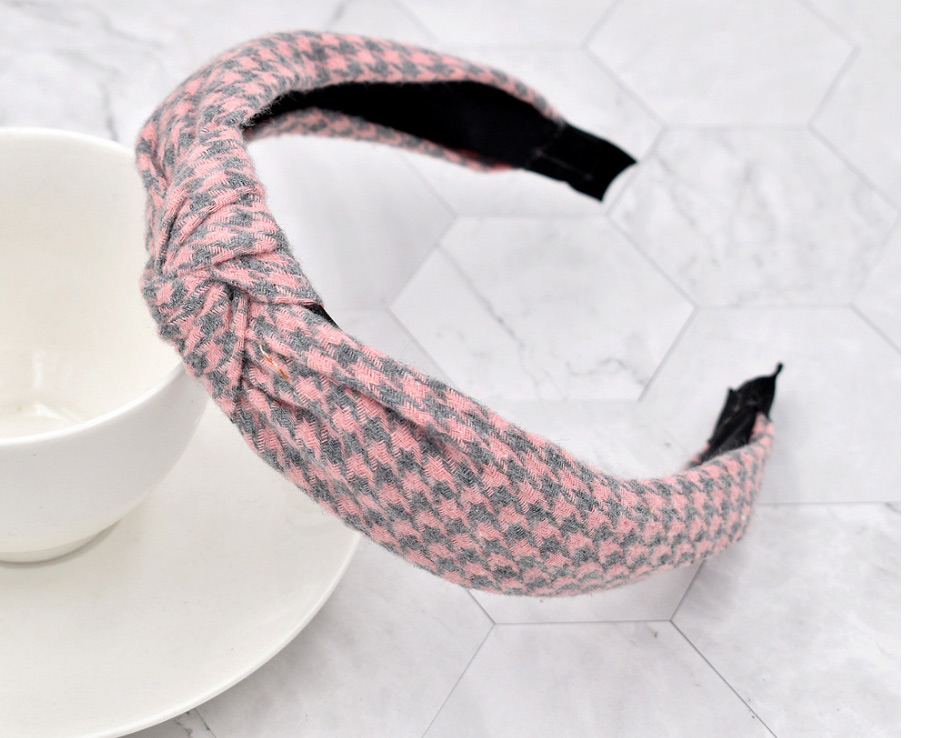 Fashion Pink Houndstooth Knotted Headband,Head Band