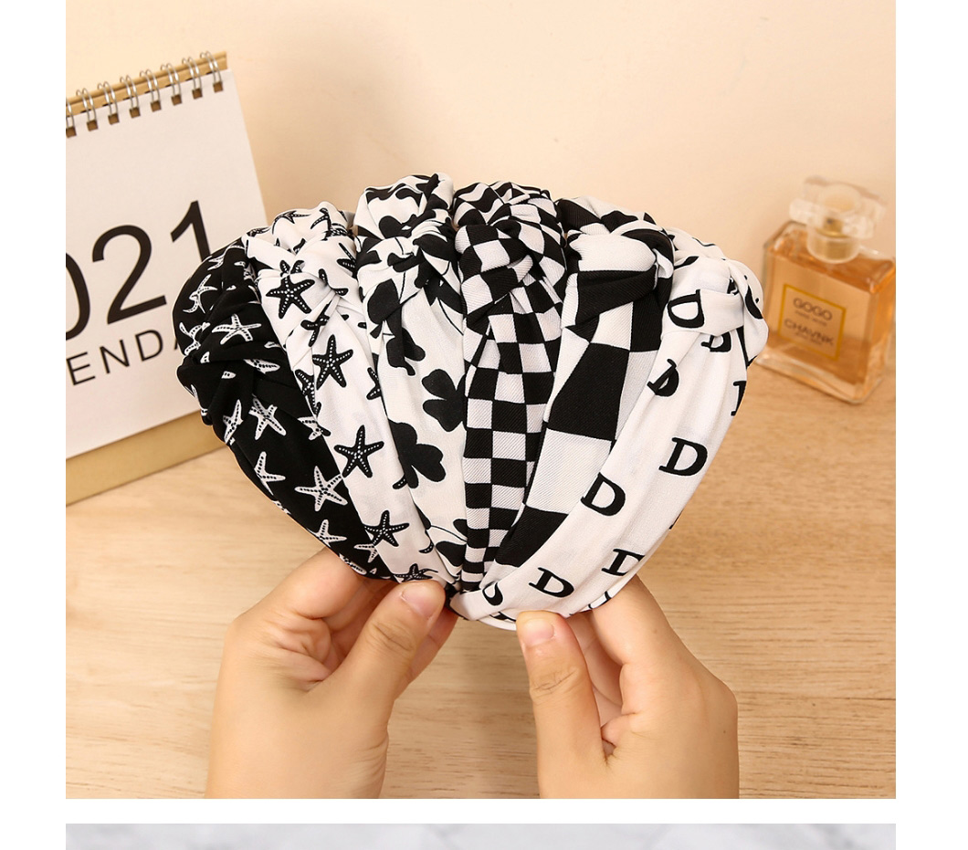 Fashion Large Grid Black And White Checked Knotted Headband,Head Band