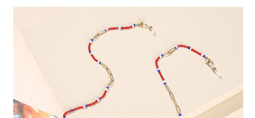 Fashion Red Color Matching Beige Bead Beaded Glasses Chain,Sunglasses Chain