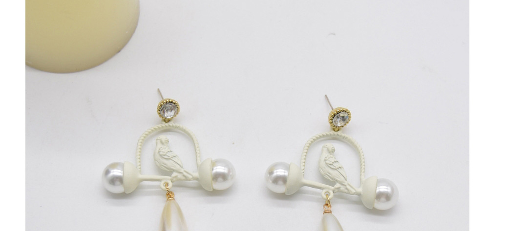 Fashion White Alloy Frosted Birdcage Pearl Stud Earrings,Stud Earrings