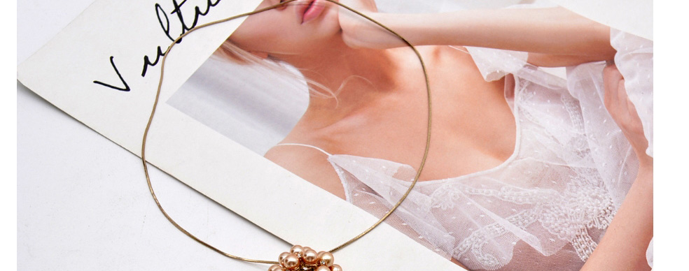 Fashion Gold Alloy Geometric Pearl Pull Necklace,Pendants