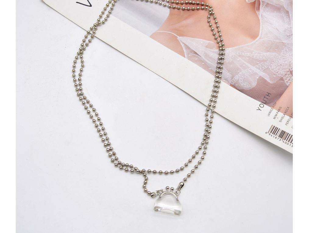 Fashion Silver Metal Round Bead Geometric Necklace,Pendants