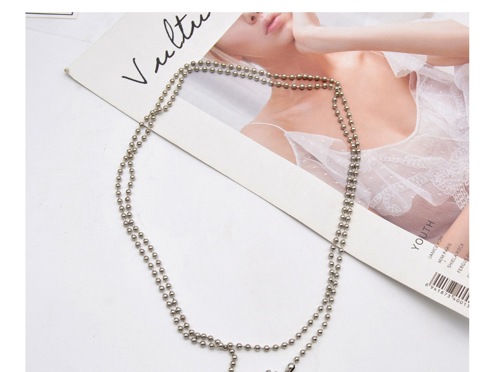Fashion Silver Metal Round Bead Geometric Necklace,Pendants