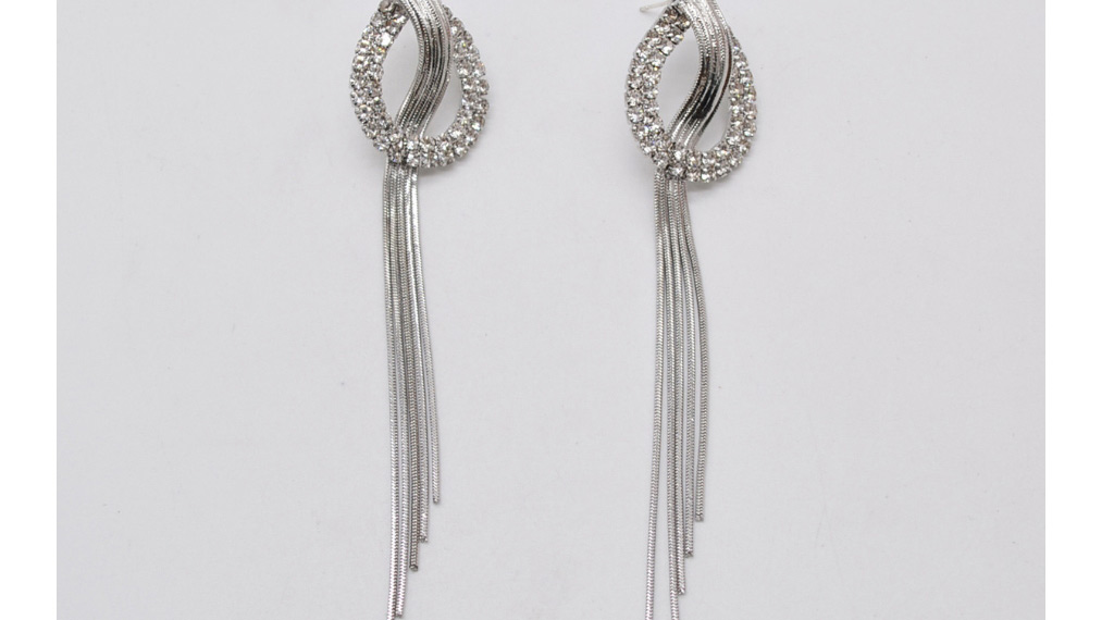 Fashion Gold Metallic Diamond Tassel Earrings,Drop Earrings