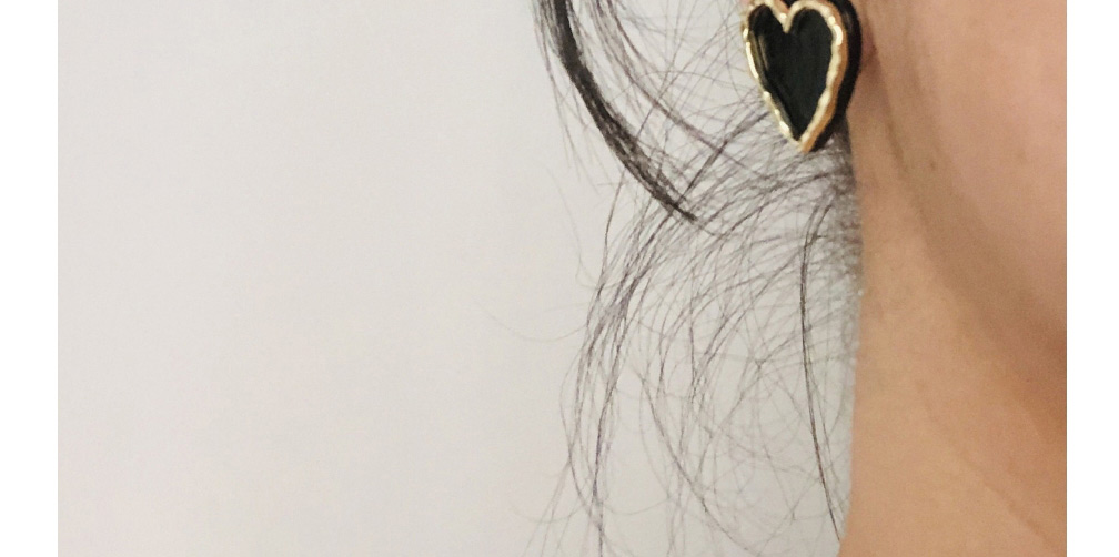 Fashion Black Acrylic Heart Stud Earrings,Stud Earrings