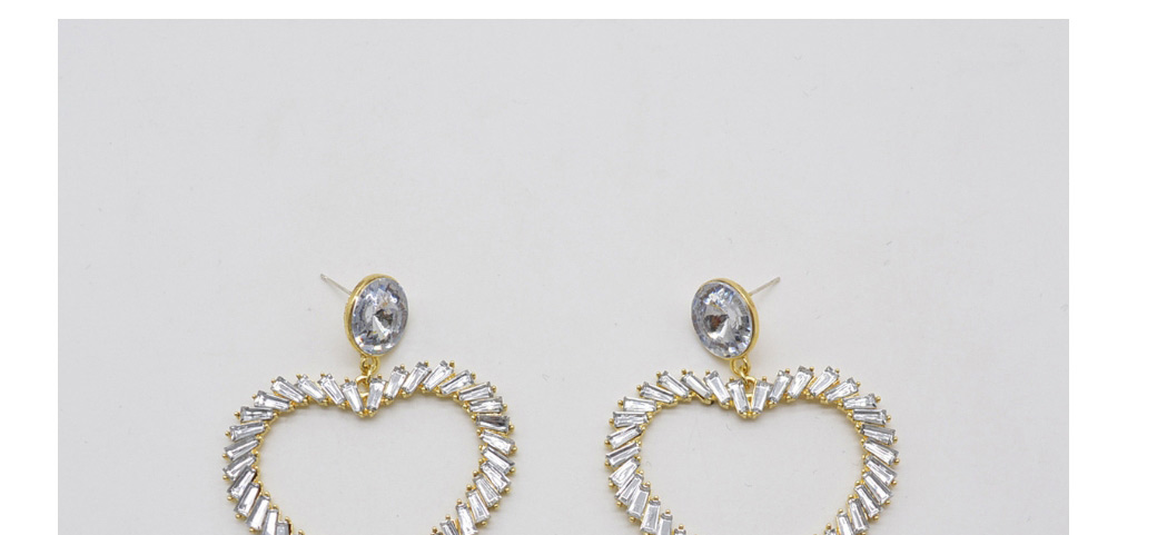 Fashion Silver Metal Inlaid Zirconium Heart Earrings,Stud Earrings