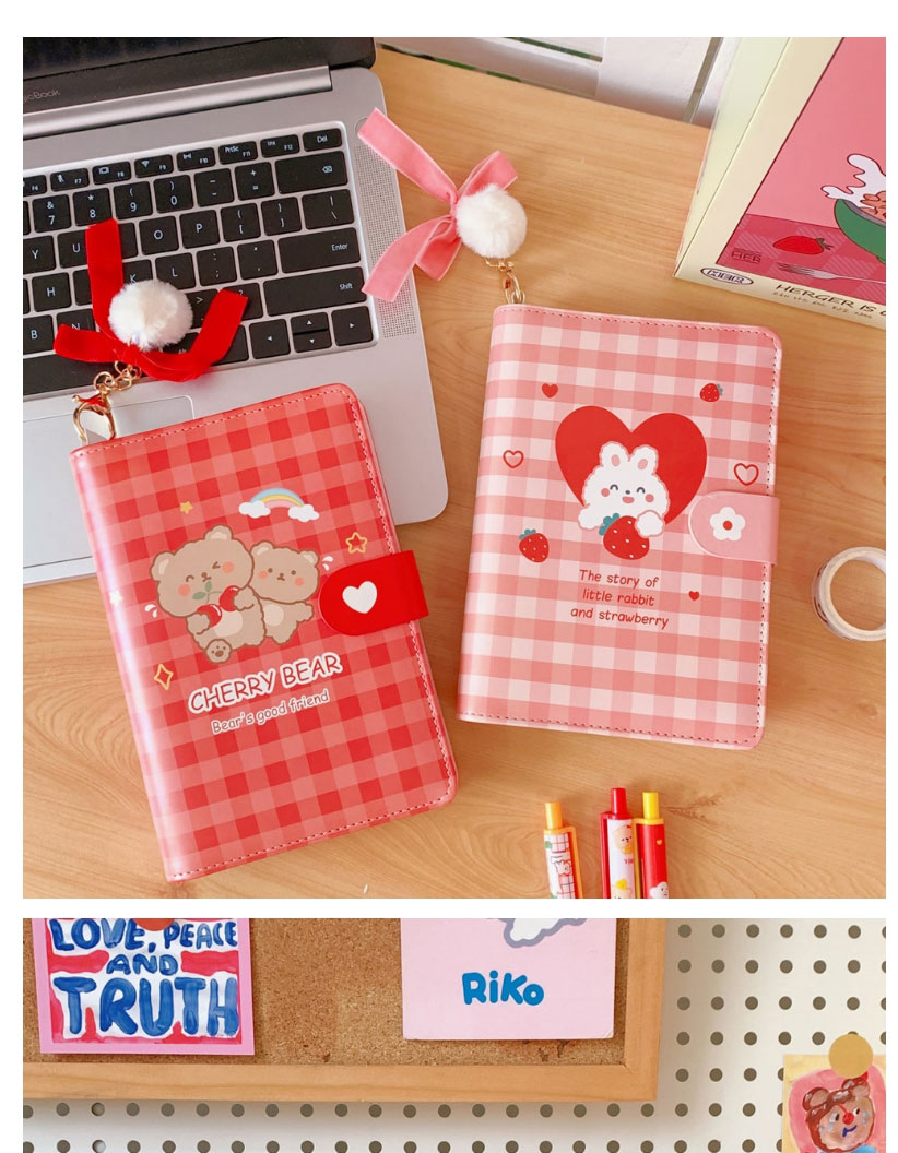 Fashion Cherry Bear Removable Loose-leaf Account With Magnetic Buckle,Notebook/Agenda