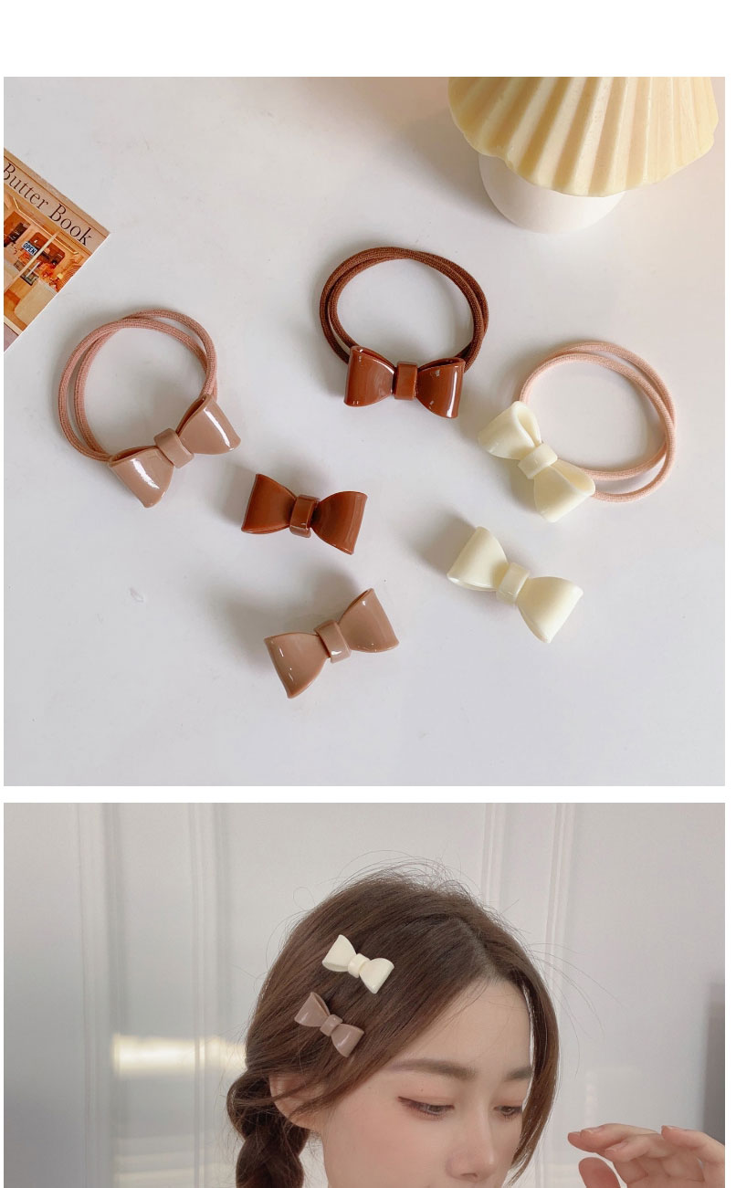Fashion Light Coffee Bow Hair Rope Acrylic Bow Hair Tie,Hair Ring