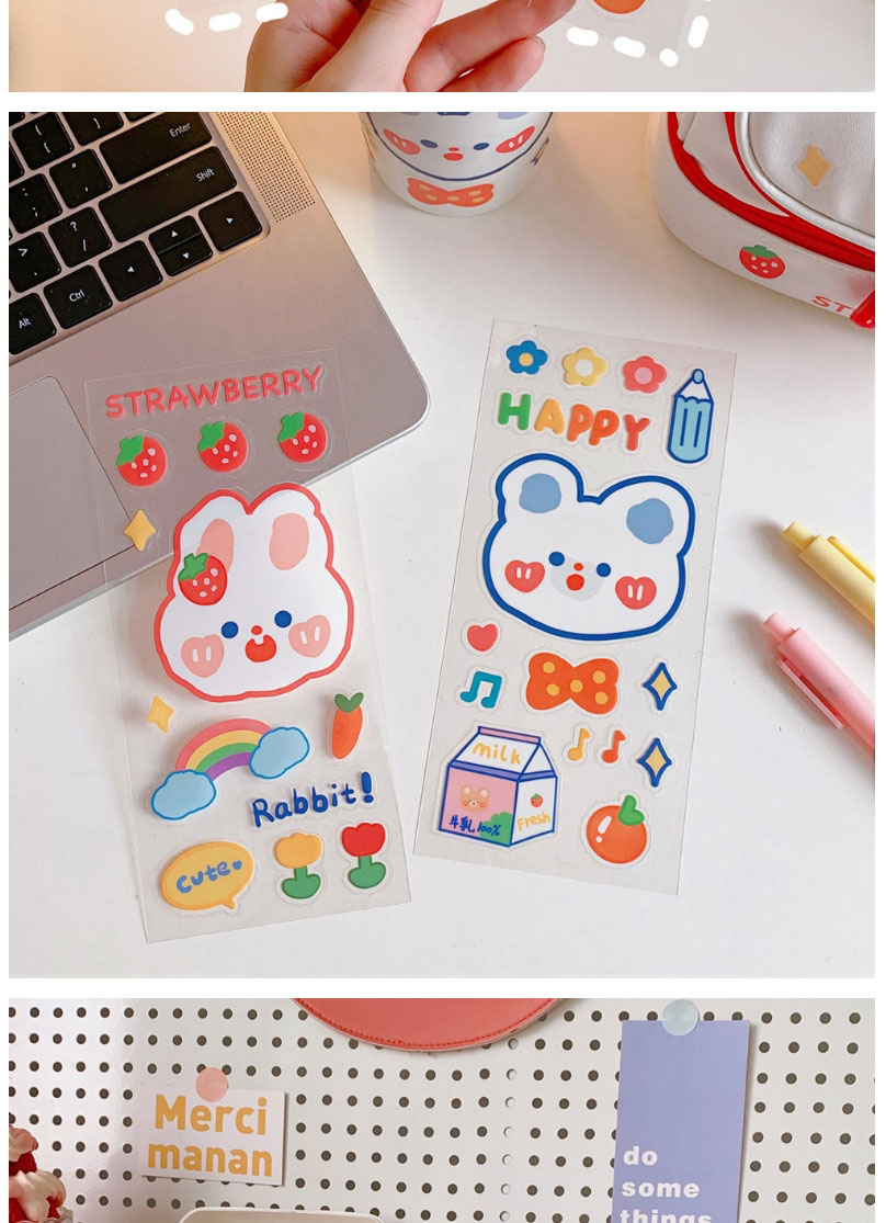 Fashion Rainbow Rui Rui Rabbit Cartoon Pvc Hand Account Stickers,Stickers/Tape