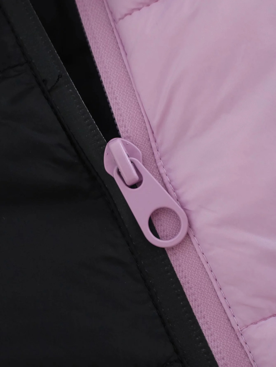 Fashion Black Drawstring Zipper Vest,Coat-Jacket