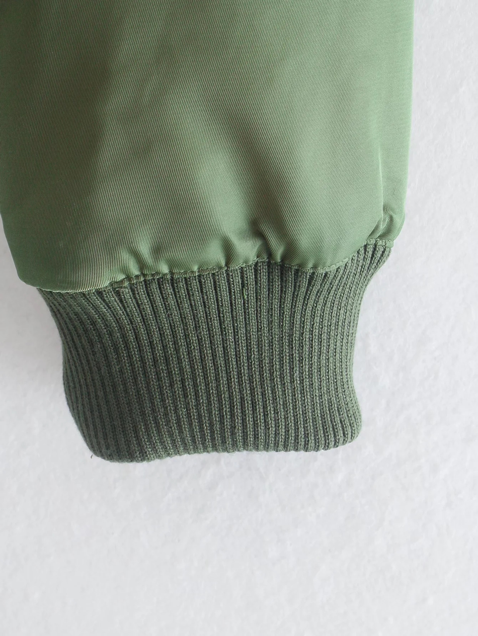Fashion Armygreen Flying Padded Jacket With Pockets,Coat-Jacket
